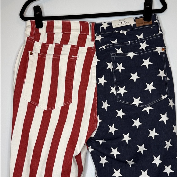 NWT Judy Blue high waist bell bottom USA flag jeans size 13/31 July 4th flare - Picture 8 of 13